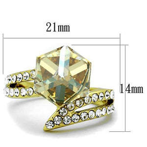 TK1745 - IP Gold(Ion Plating) Stainless Steel Ring with Top Grade Crystal  in Champagne