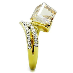 TK1745 - IP Gold(Ion Plating) Stainless Steel Ring with Top Grade Crystal  in Champagne