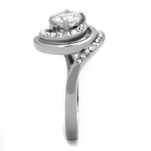 Load image into Gallery viewer, TK1746 - High polished (no plating) Stainless Steel Ring with AAA Grade CZ  in Clear