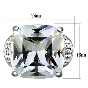 TK1748 - High polished (no plating) Stainless Steel Ring with AAA Grade CZ  in Clear