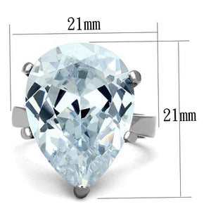 TK1750 - High polished (no plating) Stainless Steel Ring with AAA Grade CZ  in Clear