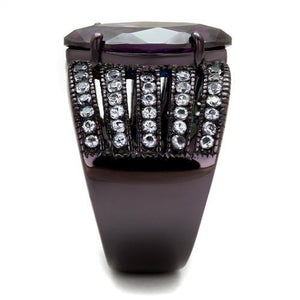 TK1752DC - IP Dark Brown (IP coffee) Stainless Steel Ring with AAA Grade CZ  in Amethyst