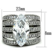 Load image into Gallery viewer, TK1752 - High polished (no plating) Stainless Steel Ring with AAA Grade CZ  in Clear