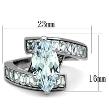 Load image into Gallery viewer, TK1754 - High polished (no plating) Stainless Steel Ring with AAA Grade CZ  in Clear