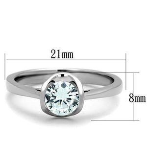 TK1763 - High polished (no plating) Stainless Steel Ring with AAA Grade CZ  in Clear