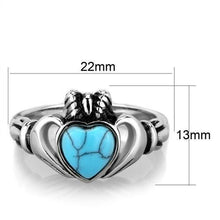 Load image into Gallery viewer, TK1770 - High polished (no plating) Stainless Steel Ring with Synthetic Turquoise in Sea Blue