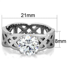 Load image into Gallery viewer, TK1772 - High polished (no plating) Stainless Steel Ring with AAA Grade CZ  in Clear