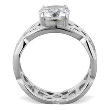 Load image into Gallery viewer, TK1772 - High polished (no plating) Stainless Steel Ring with AAA Grade CZ  in Clear