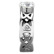 Load image into Gallery viewer, TK1772 - High polished (no plating) Stainless Steel Ring with AAA Grade CZ  in Clear