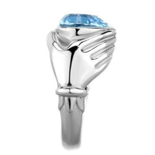 Load image into Gallery viewer, TK1775 - High polished (no plating) Stainless Steel Ring with Top Grade Crystal  in Sea Blue