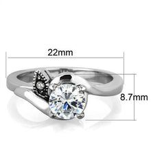 Load image into Gallery viewer, TK1776 - High polished (no plating) Stainless Steel Ring with AAA Grade CZ  in Clear