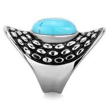 Load image into Gallery viewer, TK1780 - High polished (no plating) Stainless Steel Ring with Synthetic Turquoise in Sea Blue