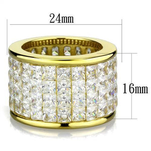 TK1783 - IP Gold(Ion Plating) Stainless Steel Ring with AAA Grade CZ  in Clear