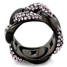 Load image into Gallery viewer, TK1787 - IP Black(Ion Plating) Stainless Steel Ring with Top Grade Crystal  in Light Amethyst