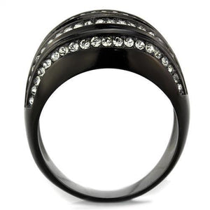 TK1789 - IP Black(Ion Plating) Stainless Steel Ring with Top Grade Crystal  in Black Diamond