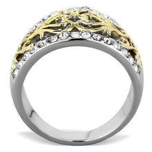 Load image into Gallery viewer, TK1792 - Two-Tone IP Gold (Ion Plating) Stainless Steel Ring with Top Grade Crystal  in Clear