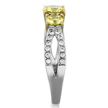 Load image into Gallery viewer, TK1795 - Two-Tone IP Gold (Ion Plating) Stainless Steel Ring with AAA Grade CZ  in Topaz