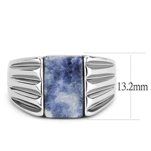 Load image into Gallery viewer, TK1799 - High polished (no plating) Stainless Steel Ring with Semi-Precious Sodalite in Capri Blue