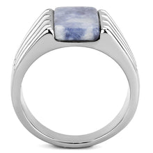 Load image into Gallery viewer, TK1799 - High polished (no plating) Stainless Steel Ring with Semi-Precious Sodalite in Capri Blue