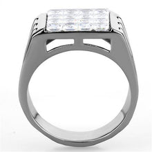 Load image into Gallery viewer, TK1803 - High polished (no plating) Stainless Steel Ring with AAA Grade CZ  in Clear