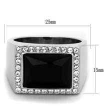 Load image into Gallery viewer, TK1810 - High polished (no plating) Stainless Steel Ring with Synthetic Onyx in Jet