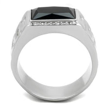 Load image into Gallery viewer, TK1811 - High polished (no plating) Stainless Steel Ring with Synthetic Onyx in Jet