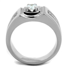 Load image into Gallery viewer, TK1814 - High polished (no plating) Stainless Steel Ring with AAA Grade CZ  in Clear