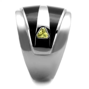 TK1815 - High polished (no plating) Stainless Steel Ring with AAA Grade CZ  in Topaz