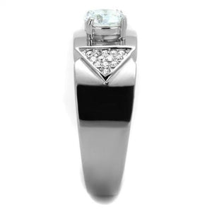 TK1817 High polished (no plating) Stainless Steel Ring with AAA Grade CZ in Clear