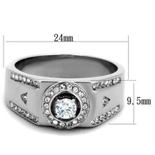 Load image into Gallery viewer, TK1819 - High polished (no plating) Stainless Steel Ring with AAA Grade CZ  in Clear