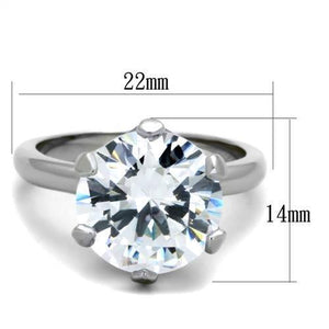 TK1823 - High polished (no plating) Stainless Steel Ring with AAA Grade CZ  in Clear