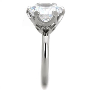 TK1823 - High polished (no plating) Stainless Steel Ring with AAA Grade CZ  in Clear