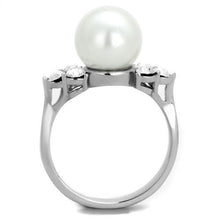 Load image into Gallery viewer, TK1824 - High polished (no plating) Stainless Steel Ring with Synthetic Pearl in White