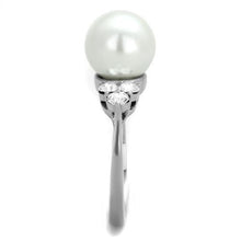 Load image into Gallery viewer, TK1824 - High polished (no plating) Stainless Steel Ring with Synthetic Pearl in White