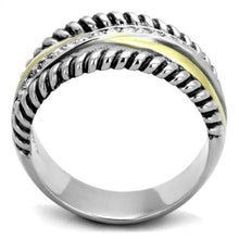 Load image into Gallery viewer, TK1825 - Two-Tone IP Gold (Ion Plating) Stainless Steel Ring with Top Grade Crystal  in Clear