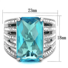 Load image into Gallery viewer, TK1826 - High polished (no plating) Stainless Steel Ring with Synthetic Synthetic Glass in Sea Blue