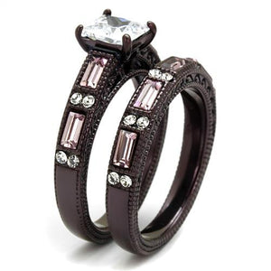 TK1829DC - IP Dark Brown (IP coffee) Stainless Steel Ring with AAA Grade CZ  in Clear