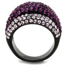 Load image into Gallery viewer, TK1831 - IP Black(Ion Plating) Stainless Steel Ring with Top Grade Crystal  in Multi Color