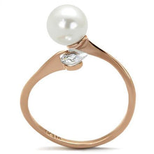 Load image into Gallery viewer, TK1837 - IP Rose Gold(Ion Plating) Stainless Steel Ring with Synthetic Pearl in White