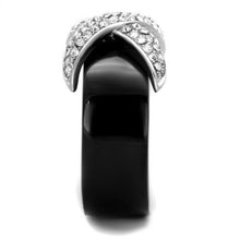 Load image into Gallery viewer, TK1839 - Two-Tone IP Black (Ion Plating) Stainless Steel Ring with Top Grade Crystal  in Clear