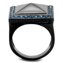 Load image into Gallery viewer, TK1841 - IP Black(Ion Plating) Stainless Steel Ring with Top Grade Crystal  in Montana