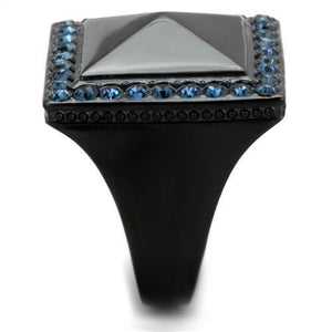 TK1841 - IP Black(Ion Plating) Stainless Steel Ring with Top Grade Crystal  in Montana