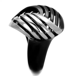 TK1843 - Two-Tone IP Black (Ion Plating) Stainless Steel Ring with No Stone