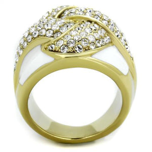 TK1848 - IP Gold(Ion Plating) Stainless Steel Ring with Top Grade Crystal  in Clear