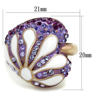 TK1850 - IP Rose Gold(Ion Plating) Stainless Steel Ring with Top Grade Crystal  in Multi Color