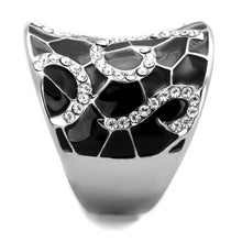 Load image into Gallery viewer, TK1853 - High polished (no plating) Stainless Steel Ring with Top Grade Crystal  in Clear