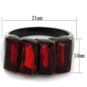 TK1854 - IP Black(Ion Plating) Stainless Steel Ring with Synthetic Synthetic Glass in Siam