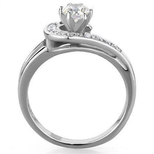 Load image into Gallery viewer, TK1857 - High polished (no plating) Stainless Steel Ring with AAA Grade CZ  in Clear