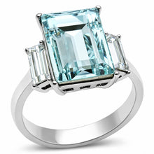 Load image into Gallery viewer, TK1862 - High polished (no plating) Stainless Steel Ring with Top Grade Crystal  in Sea Blue