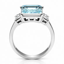 Load image into Gallery viewer, TK1862 - High polished (no plating) Stainless Steel Ring with Top Grade Crystal  in Sea Blue